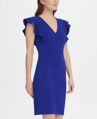 Donna karan ruffle sales sheath dress