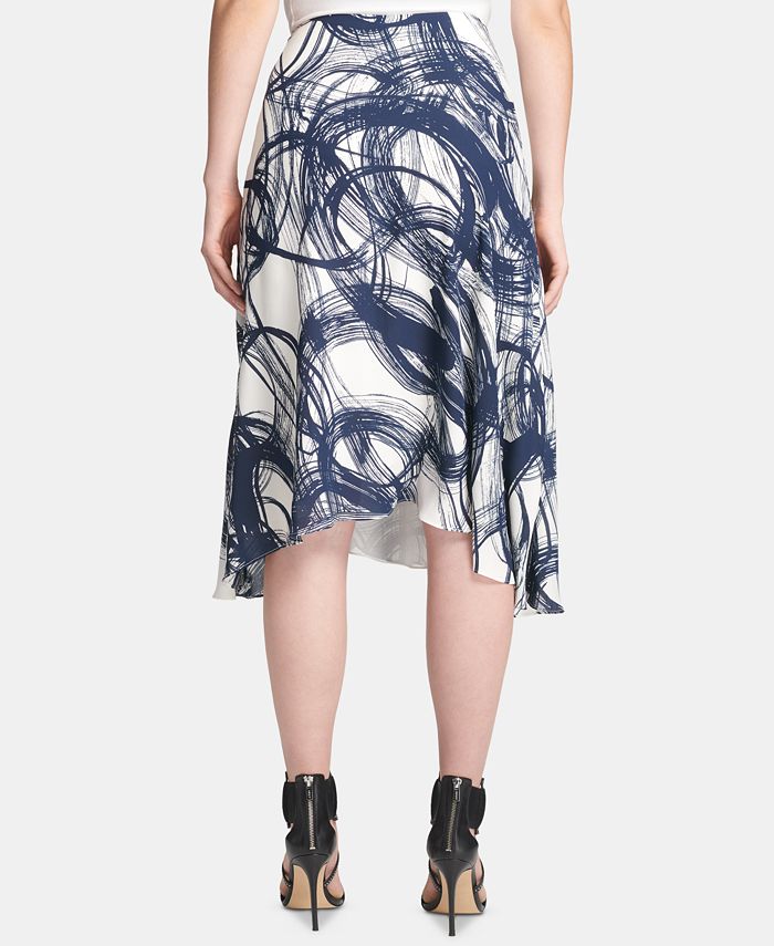 DKNY Etched-Print Ruffled Midi Skirt - Macy's