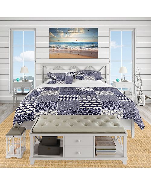 Design Art Designart Japanese Ocean Wave Pattern Costal Duvet