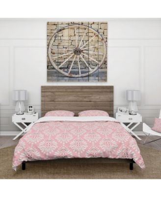 Design Art Designart Cute Pink Tiled Pattern Rustic Duvet Cover