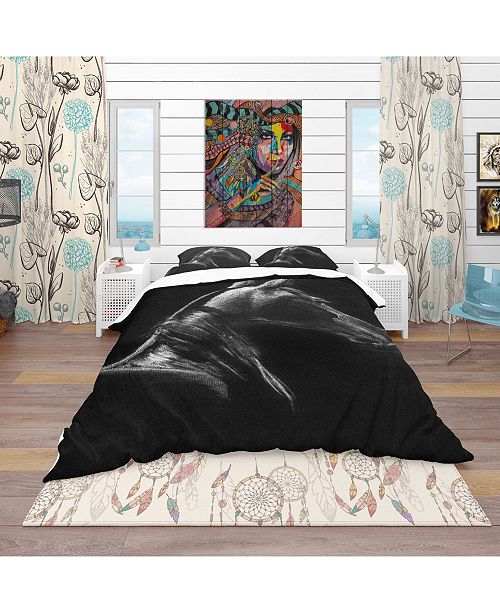 Horse In Black Background Southwestern Duvet Cover Set Twin