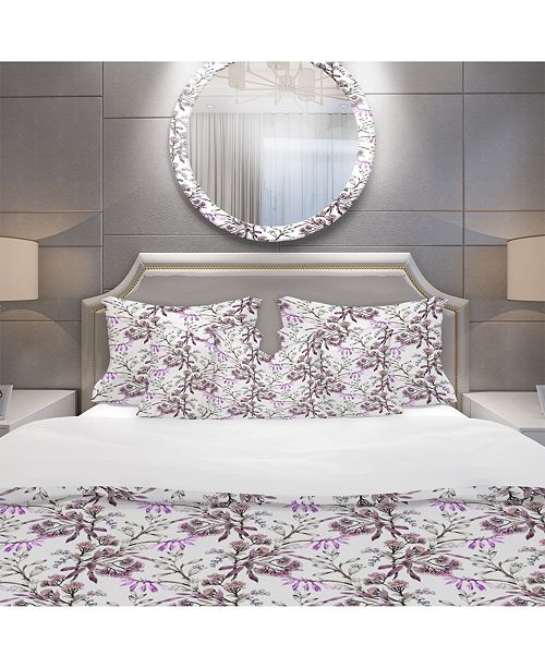 Design Art Designart Hand Drawn Purple Flowers Modern And