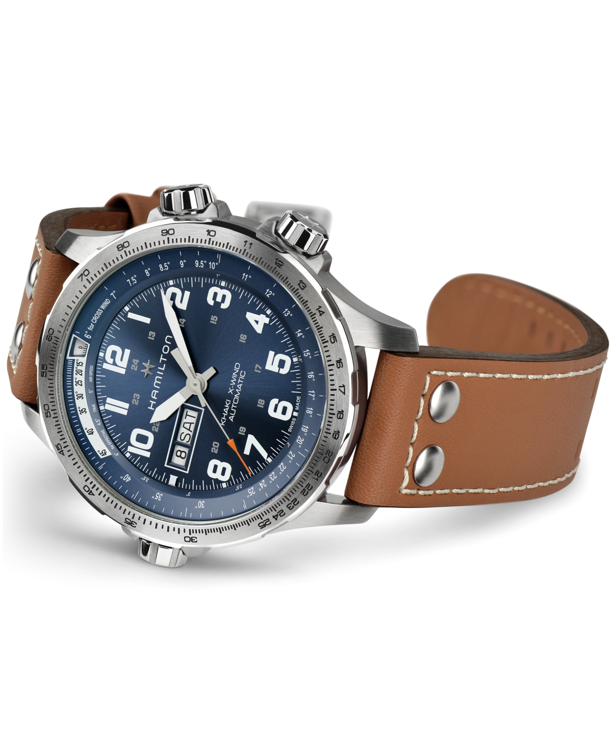 Shop Hamilton Men's Swiss Khaki X-wind Brown Leather Strap Watch 45mm