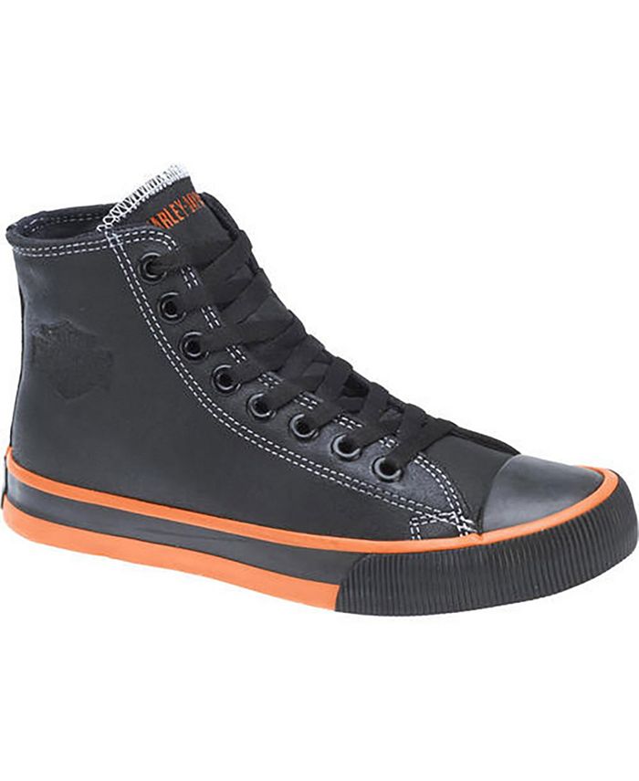 Harley-Davidson HD Men's Roarke Black Orange Leather Casual Shoes work boot low 