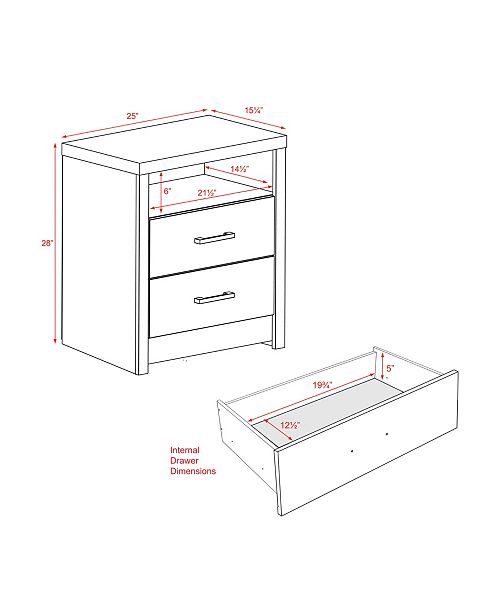 Prepac District Tall 2 Drawer Nightstand Reviews Furniture