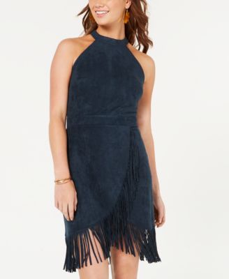 Rosie Harlow - Juniors' Faux-Suede Fringe Dress