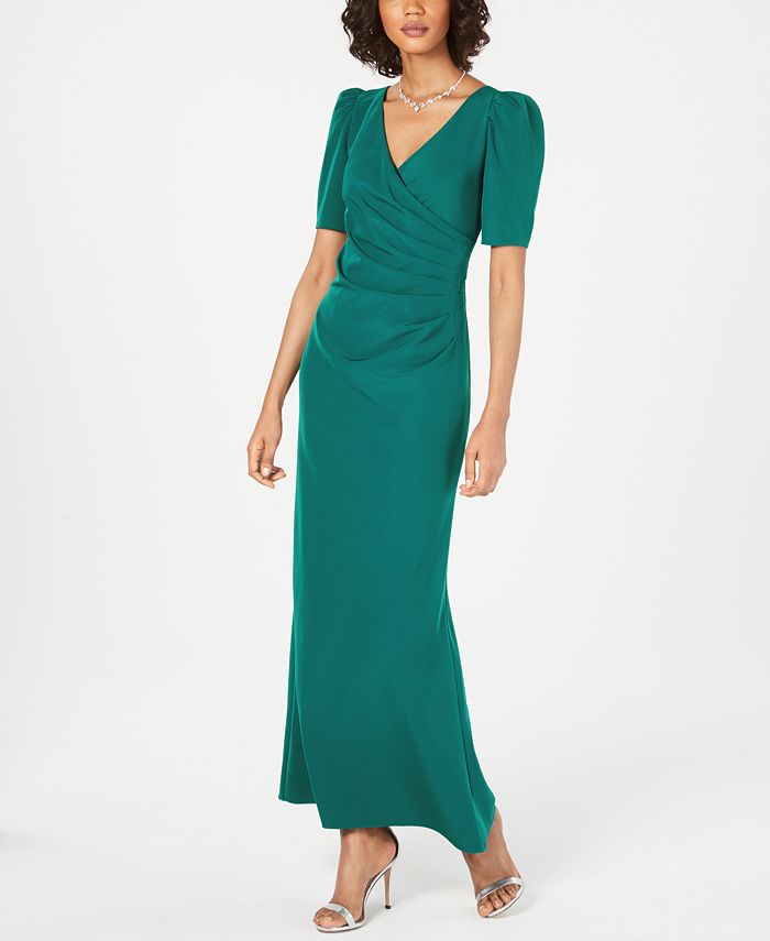 Adrianna Papell Petite Puff Sleeve Ruched Gown Macy s