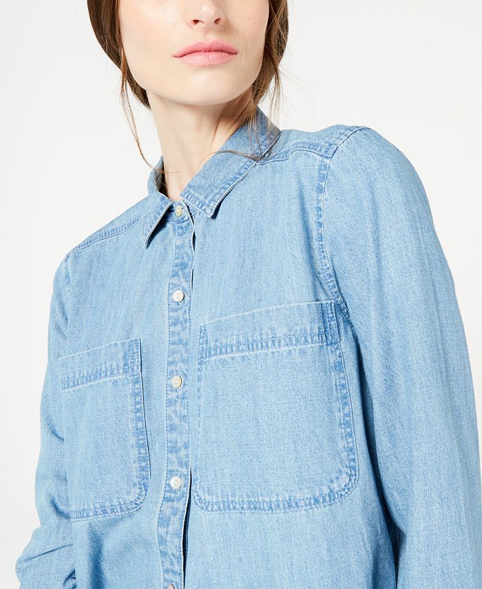 Eileen Fisher Organic Cotton Button-Down Shirt - Macy's