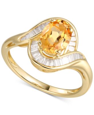 Macy's - Citrine (1-1/8 ct. t.w.) & Diamond (1/4 ct. t.w.) Ring in 14k Gold