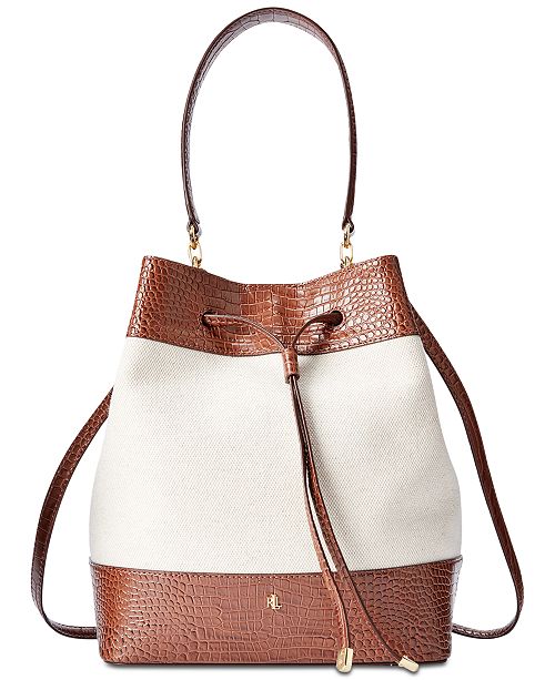 Lauren Ralph Lauren Debby Croc-Embossed Bucket Bag & Reviews - Handbags ...