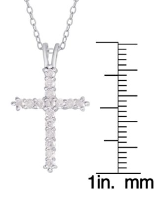 Diamond Cross Pendant Necklace (1/2 ct. t.w.) in Sterling Silver or 14k Gold-Plate Over Sterling Silver, 16 + 2 Extender