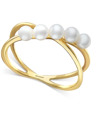 image of Effy Cultured Freshwater Pearl (3mm) Crisscross Ring in 14k Gold