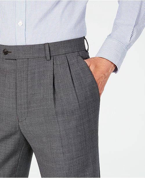 Lauren Ralph Lauren Men's Classic-Fit UltraFlex Stretch Gray Sharkskin Pleated Suit Pants