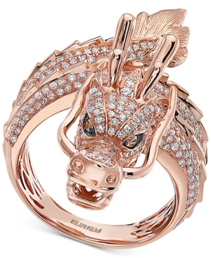 image of Effy Diamond Dragon Statement Ring (1-1/3 ct. t.w.) in 14k Rose Gold