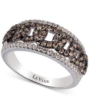 image of Le Vian Chocolatier Vanilla Diamond (1/4 ct. t.w.) & Chocolate Diamond (1/2 ct. t.w.) Statement Ring in 14k White Gold