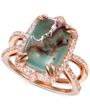 image of Le Vian Peacock Aquaprase (14 x 10mm) & Vanilla Topaz (1/3 ct. t.w.) Statement Ring in 14k Rose Gold