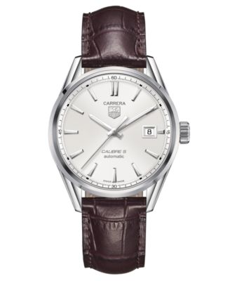 TAG Heuer - Men's Swiss Automatic Carrera Brown Alligator Leather Strap Watch 39mm