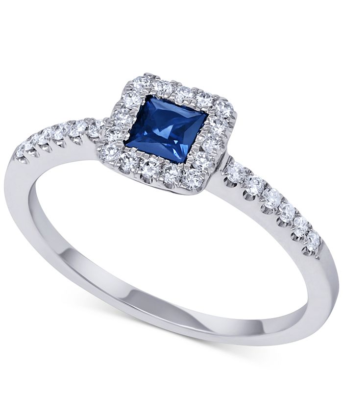 Macy's Sapphire (1/3 ct. t.w.) & Diamond (1/5 ct. t.w.) Statement Ring ...