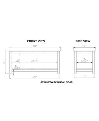 Savannah Coat Hook with Bench Set, Ivory
