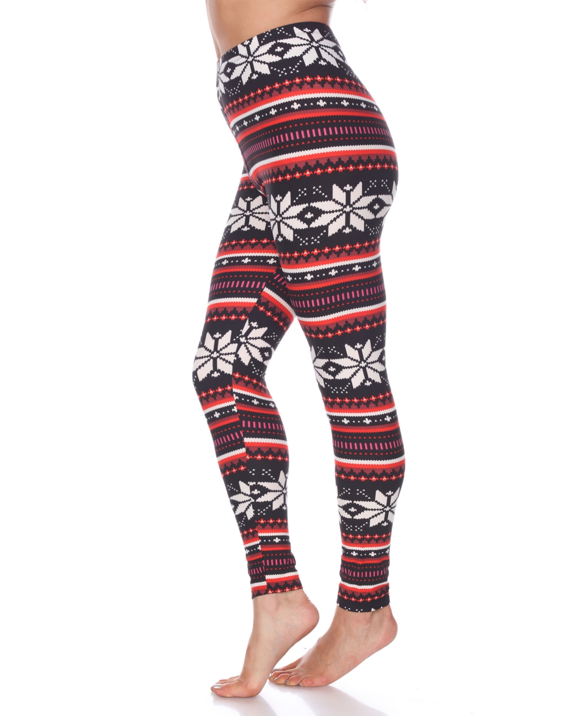 White Mark Women's One Size Fits Most Printed Leggings In Black,red,white