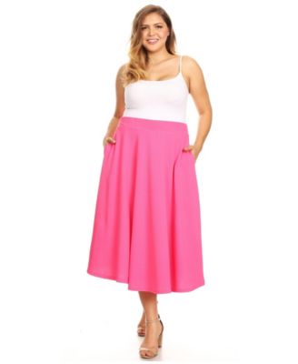 white mark flared midi skirt with pockets