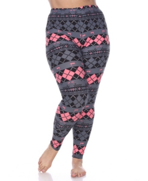 White Mark Plus Size Argyle Print Leggings