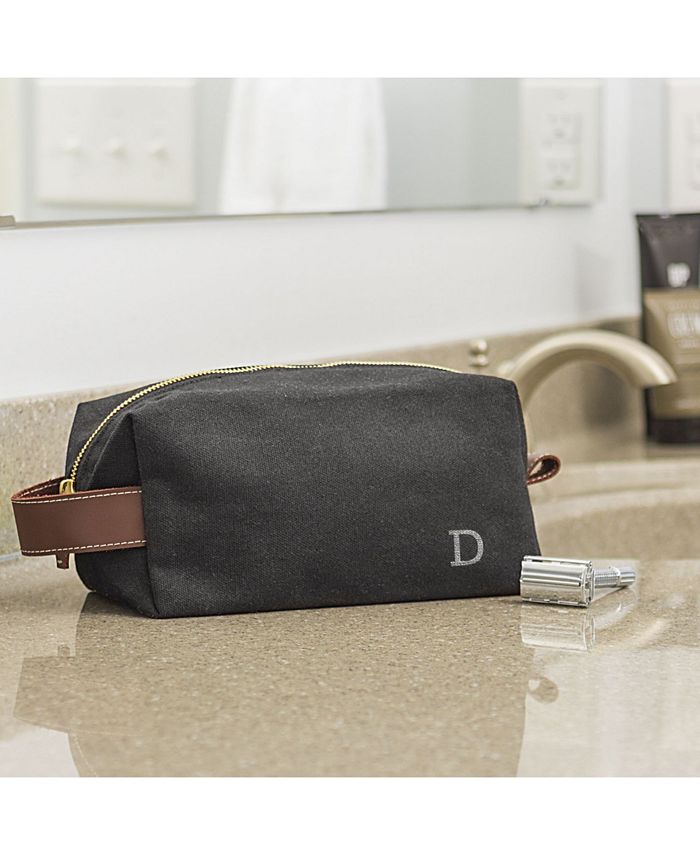 Cathy's Concepts Personalized Men’s Waxed Canvas and Leather Dopp Kit