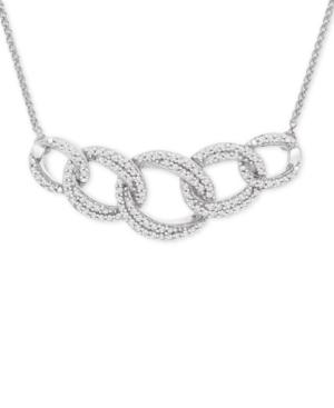 image of Diamond Interlocking Link Statement Necklace (1/2 ct. t.w.) in Sterling Silver, 18