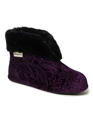Dearfoams Women's Embossed Velour Bootie Slippers, Online Only