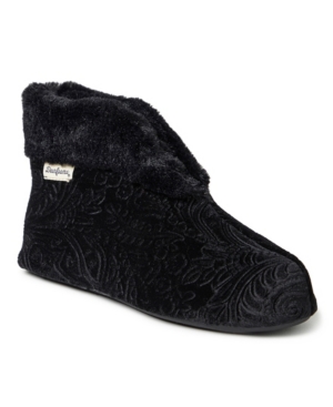 image of Dearfoams Women-s Embossed Velour Bootie Slippers, Online Only