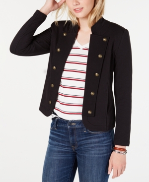 Shop Tommy Hilfiger Women's Military Band Jacket In Black