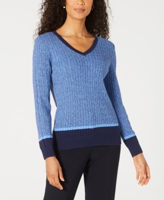 Karen Scott - Teresa Cotton Colorblocked Sweater