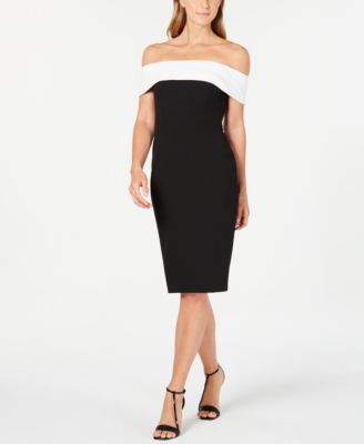 macy's calvin klein off shoulder dress