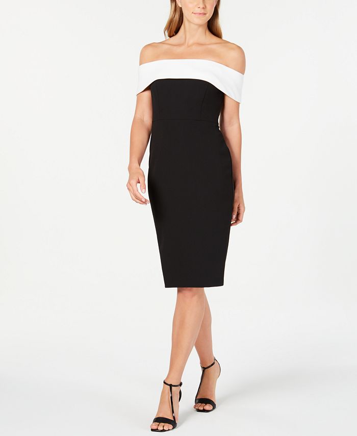 Calvin Klein Off The Shoulder Fold Over Sheath Dress Macy s