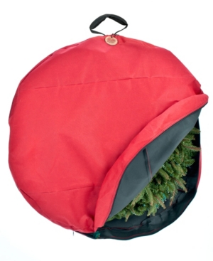 Shop Santa's Bag 36" Hanging Christmas Wreath Storage Container In Red