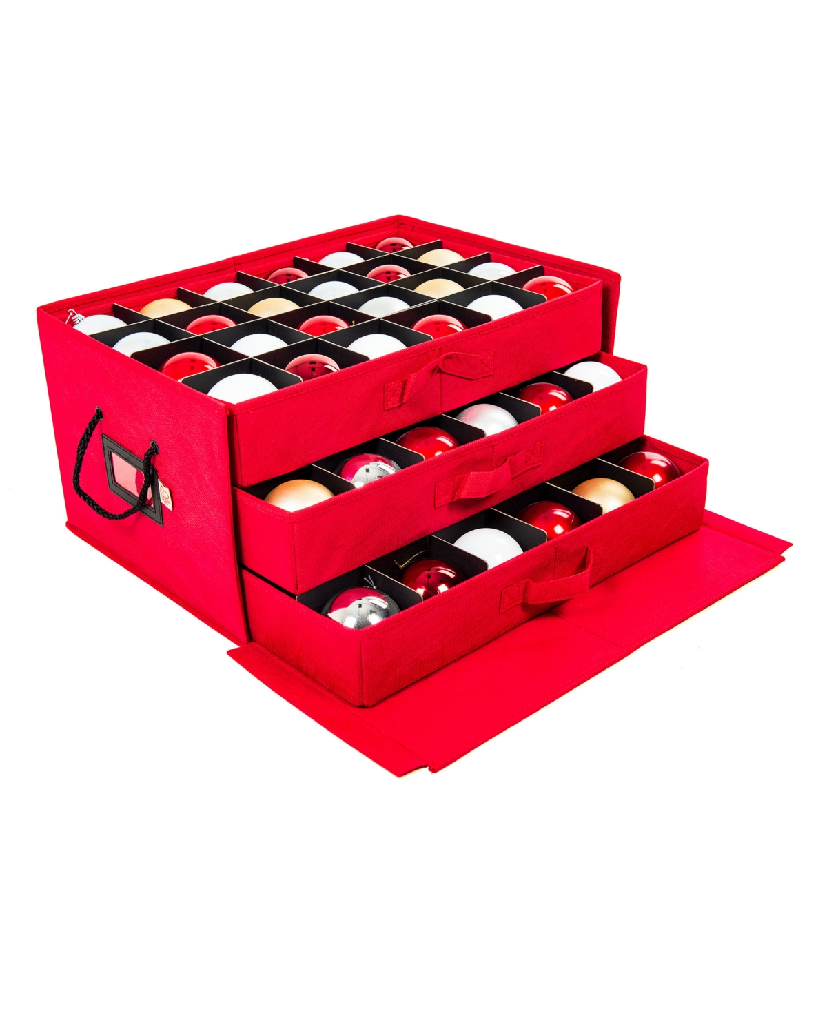 Christmas Ornament Storage Box with Drawers - Red