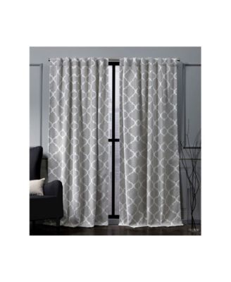 Shop Exclusive Home Treillage Woven Blackout Hidden Tab Top Curtain Panel Pair In Medium Gre