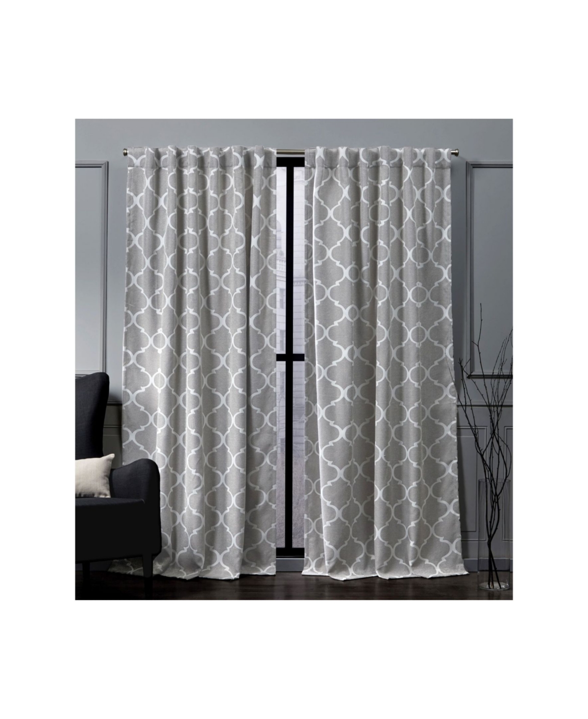Exclusive Home Treillage Woven Blackout Hidden Tab Top 52" X 84" Curtain Panel Pair In Medium Gre