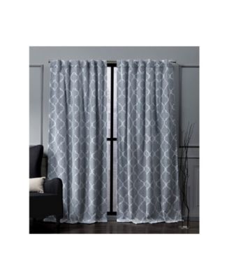 Shop Exclusive Home Treillage Woven Blackout Hidden Tab Top Curtain Panel Pair In Medium Gre