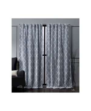 Exclusive Home Treillage Woven Blackout Hidden Tab Top 52" X 84" Curtain Panel Pair In Blue