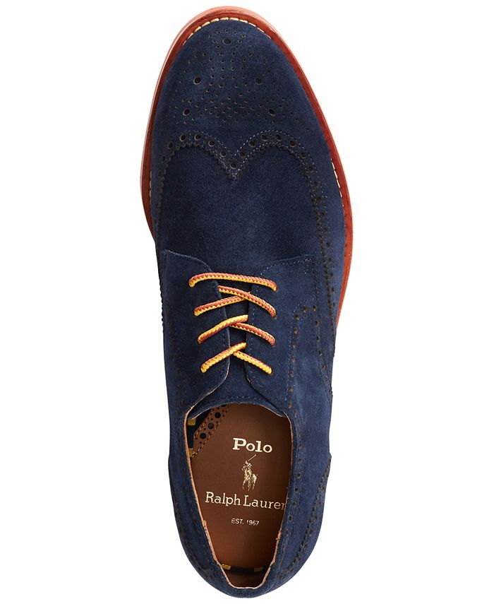 polo ralph lauren men's rhett wingtip patch oxford