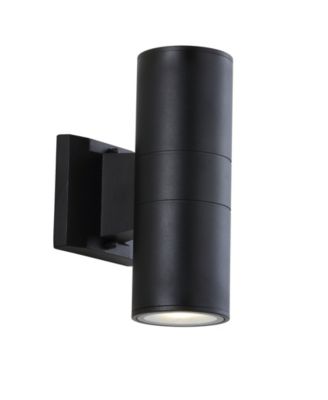 Duo 9.75" Cylinder Outdoor Metal/Glass Integrated LED Sconce with Uplight