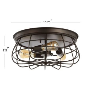 Calvia 15.7" 3-Light Farmhouse Metal Cage Flush Mount