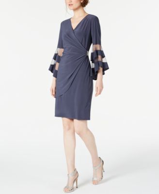 R & M Richards - Rhinestone Faux-Wrap Dress