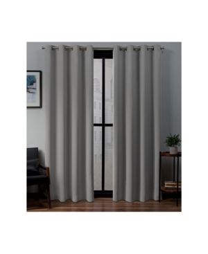 Exclusive Home Sateen Twill Woven Blackout Grommet Top Curtain Panel Pair, 52" X 108" In Medium Gre