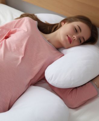 Hypoallergenic Down Alternative Total Body J Shaped Pregnancy Pillow