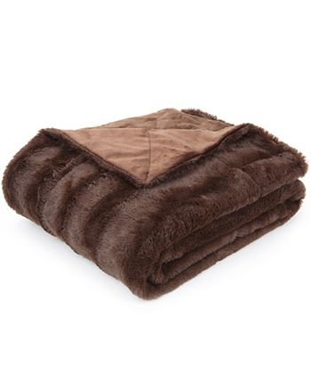 Cheer Collection - Ultra Soft Faux Fur to Microplush Reversible Cozy Warm Throw Blanket