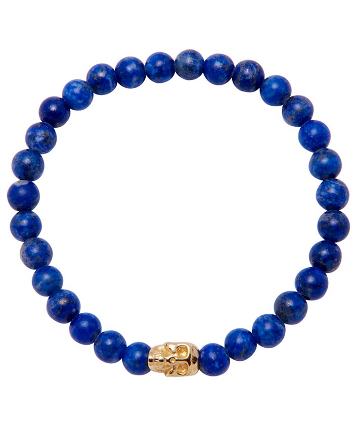 Nialaya Men's Wristband with Blue Lapis and Gold Skull & Reviews ...