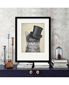 Cat, with Top Hat 16" x 20" Framed and Matted Art