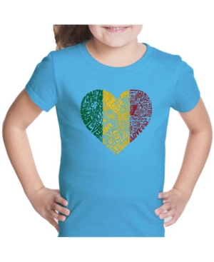 La Pop Art Girl's Word Art T-Shirt - One Love Heart